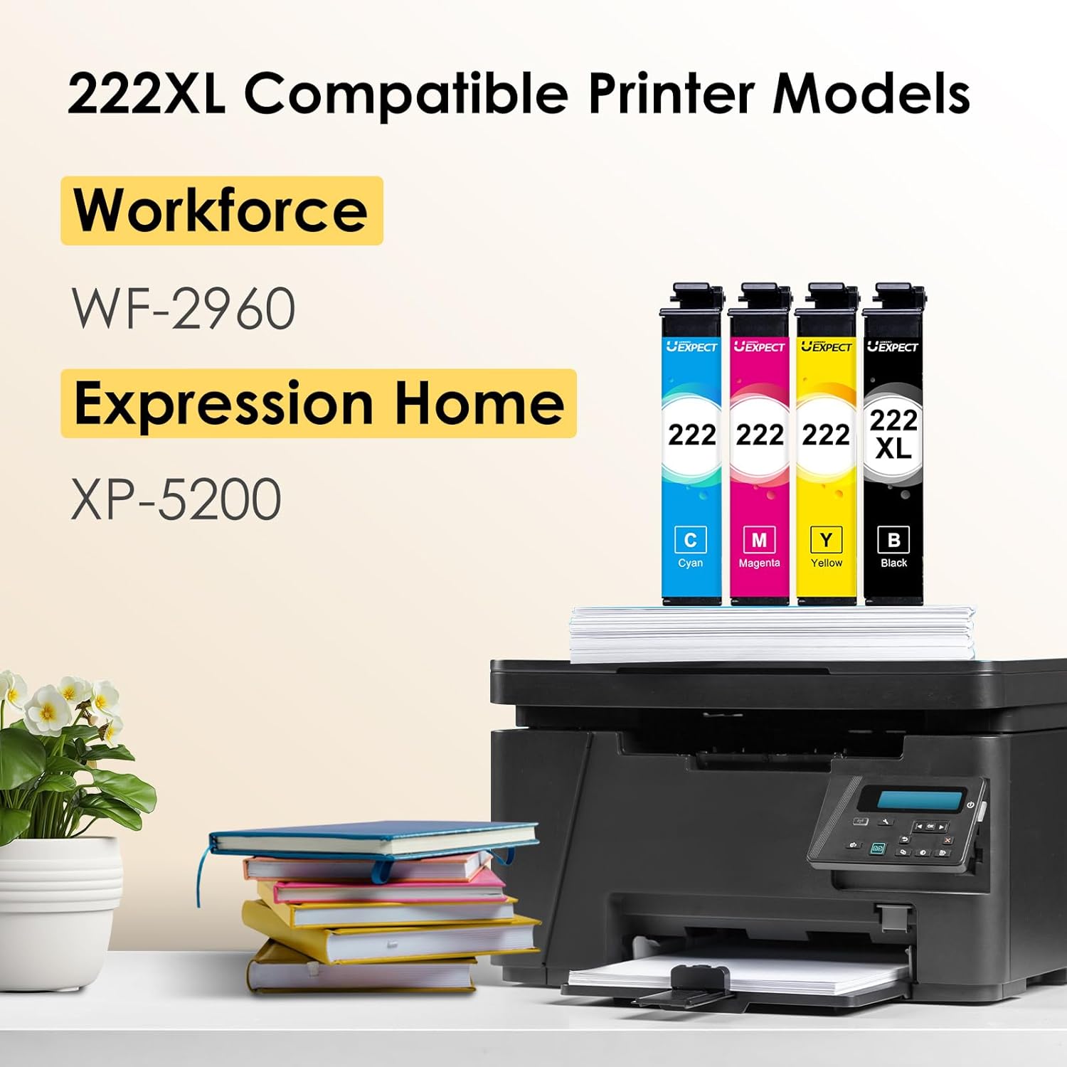Replacement Epson 222XL Ink Cartridges Combo Pack (Black/Cyan/Magenta/Yellow) 4 Pack Ink 222