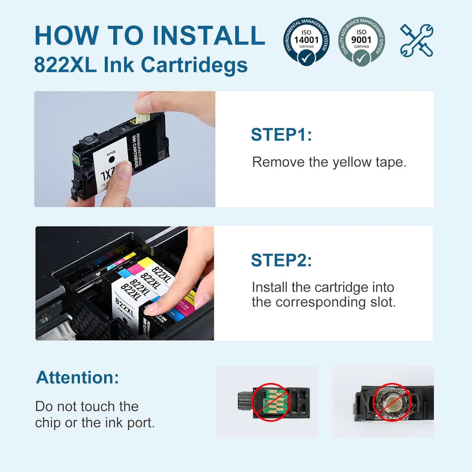 Remanufactured Epson 822XL Ink Black 2 Pack