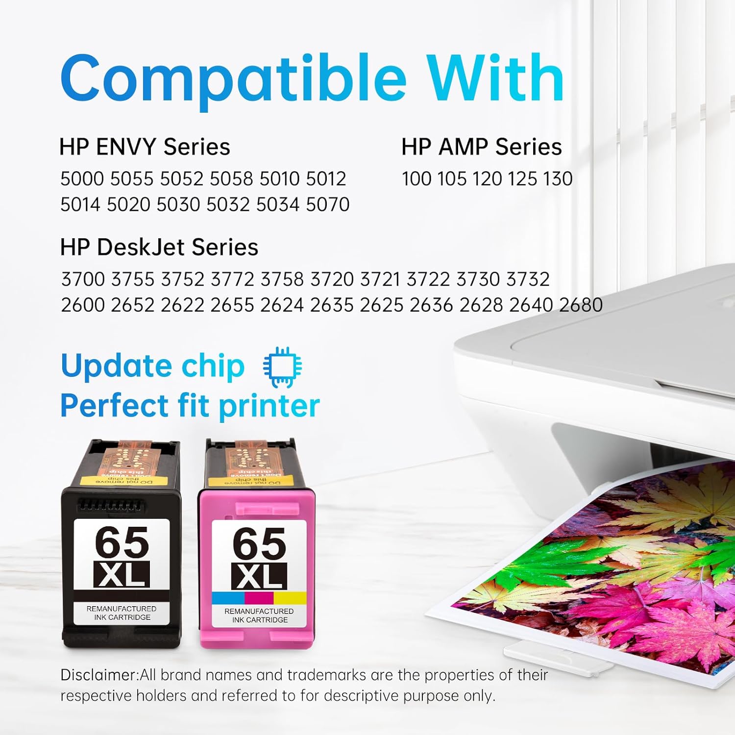 HP 65XL Compatible HP Ink Cartridges 2 Pack (1 Black, 1 Tri-color)