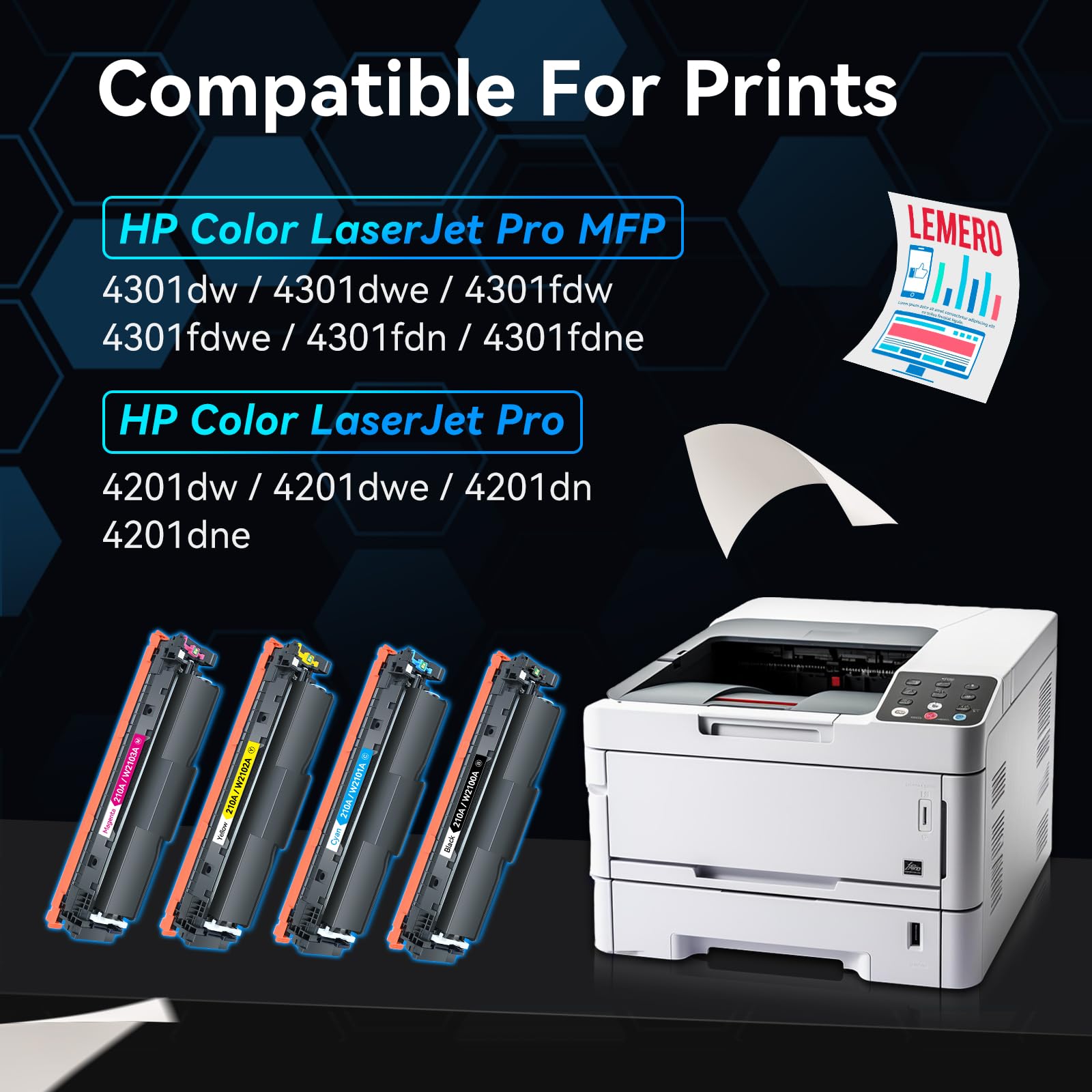 HP 210A Compatible Toner Cartridges Replacement 4 Pack With Chip