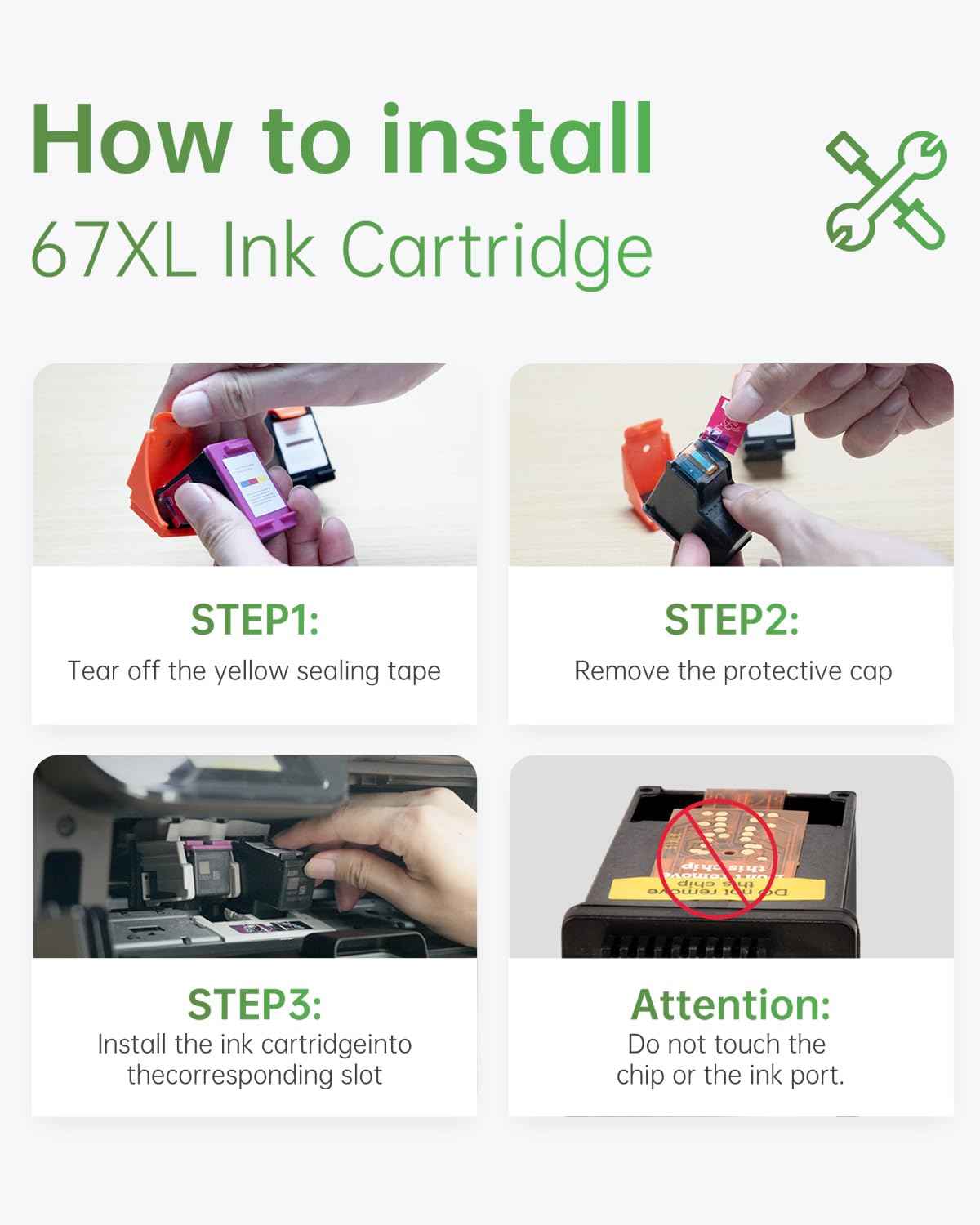 Remanufactured HP 67XL High Yield Ink Cartridge - Black - Tri-Color -Combo Pack