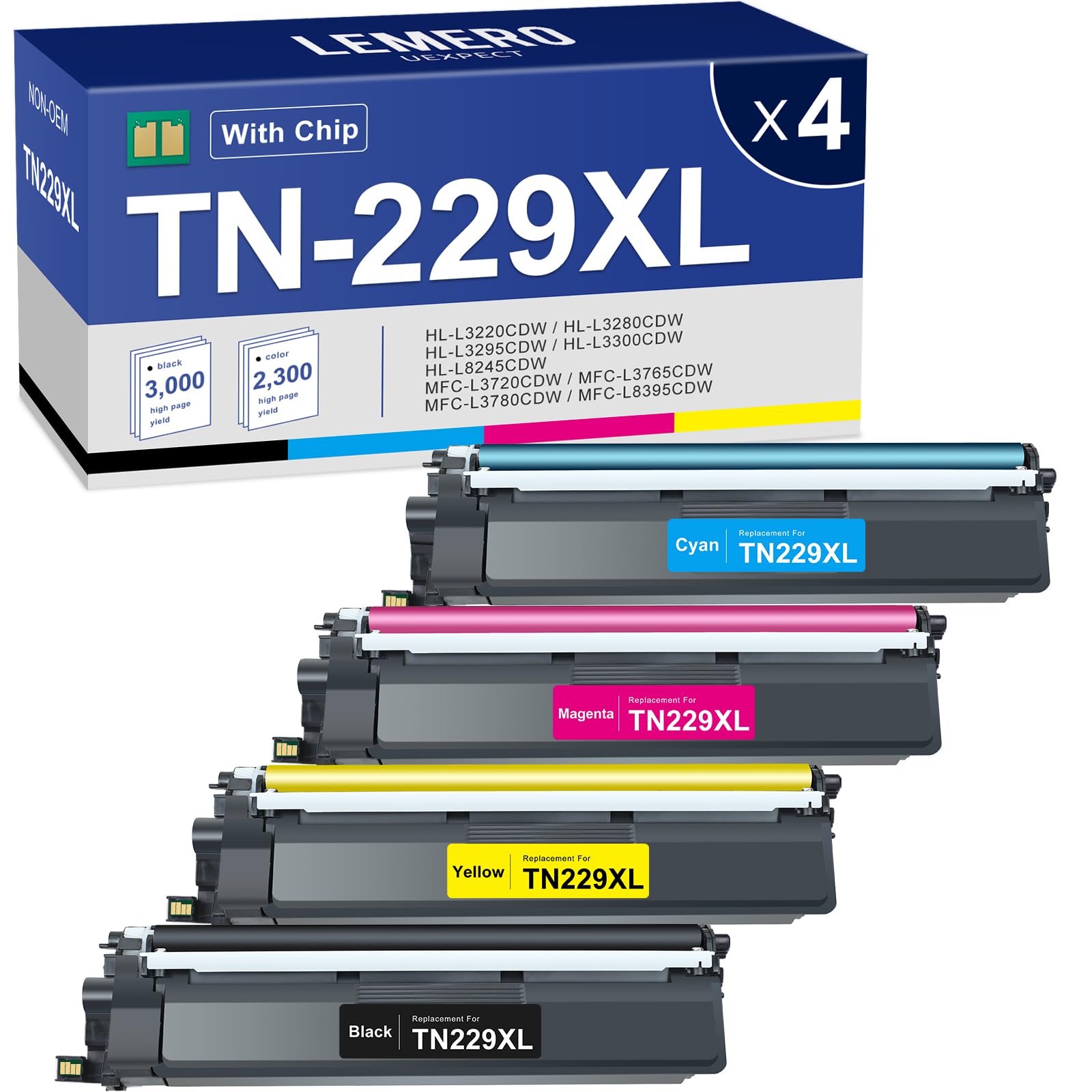 LEMERO UEXPECT TN229XL Compatible Toner 4-Pack