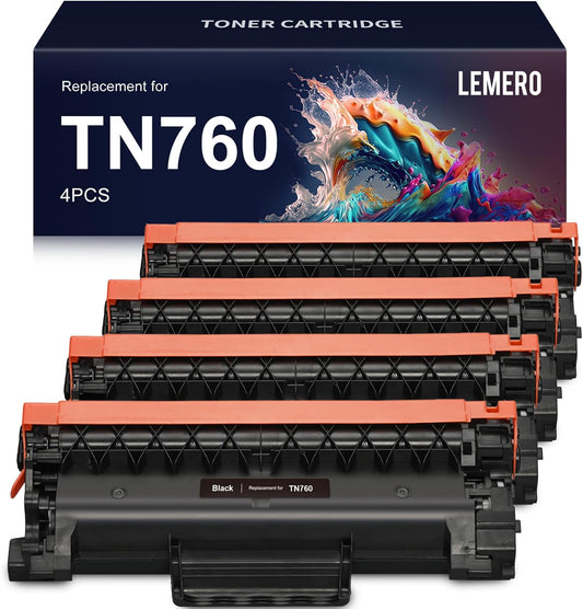Compatible Brother TN760 Toner Cartridge (Black High Yield, 4-Pack )