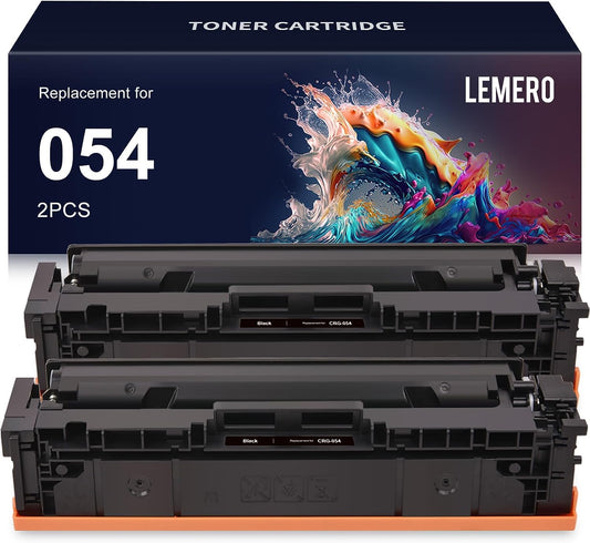 LEMERO 054 Black Compatible Toner Cartridges, 2-Pack, for Canon imageCLASS MF642Cdw, MF644Cdw, LBP622Cdw, MF641Cdw printers, high yield and durable for professional-quality prints.