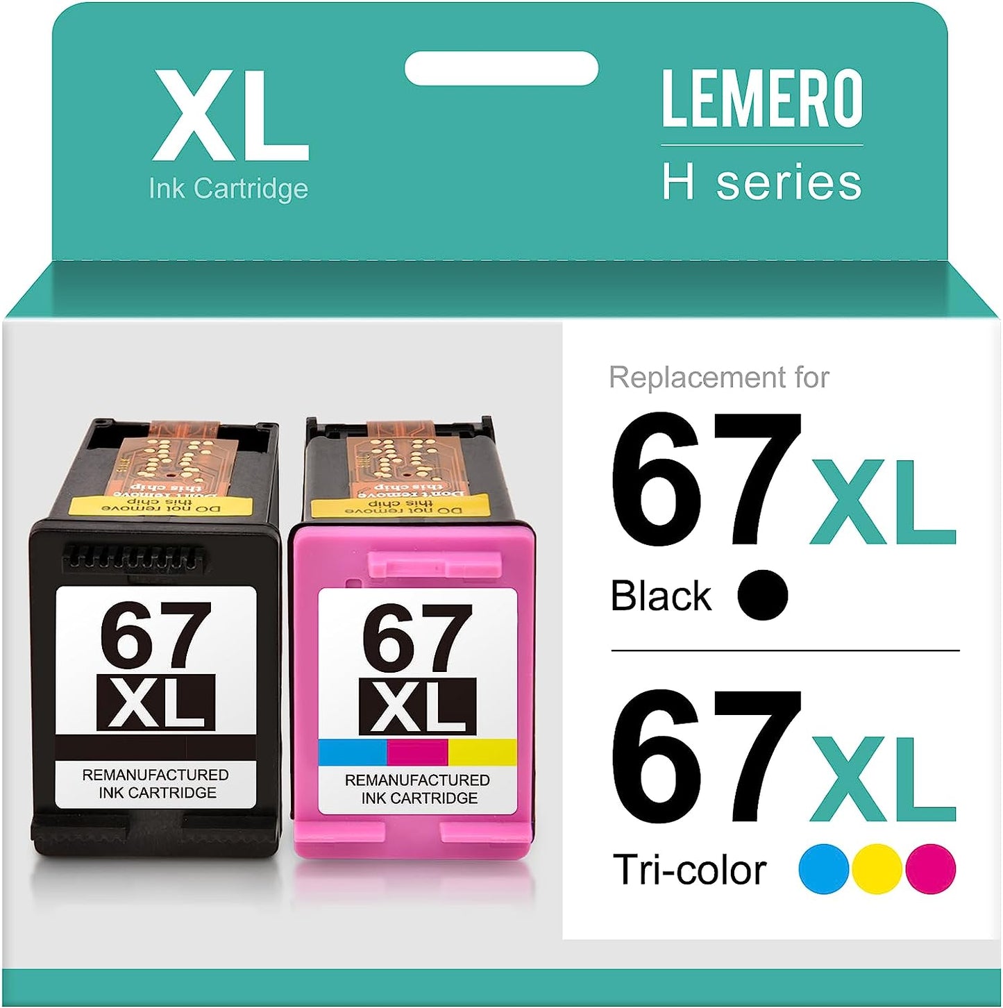 Remanufactured HP 67XL High Yield Ink Cartridge - Black - Tri-Color -Combo Pack
