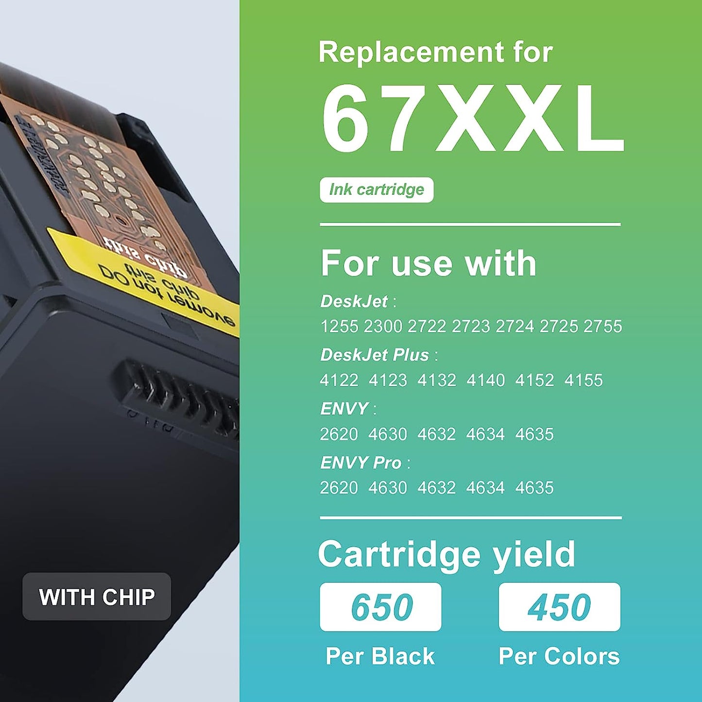 Remanufactured HP 67XL High Yield Ink Cartridge - Black - Tri-Color -Combo Pack