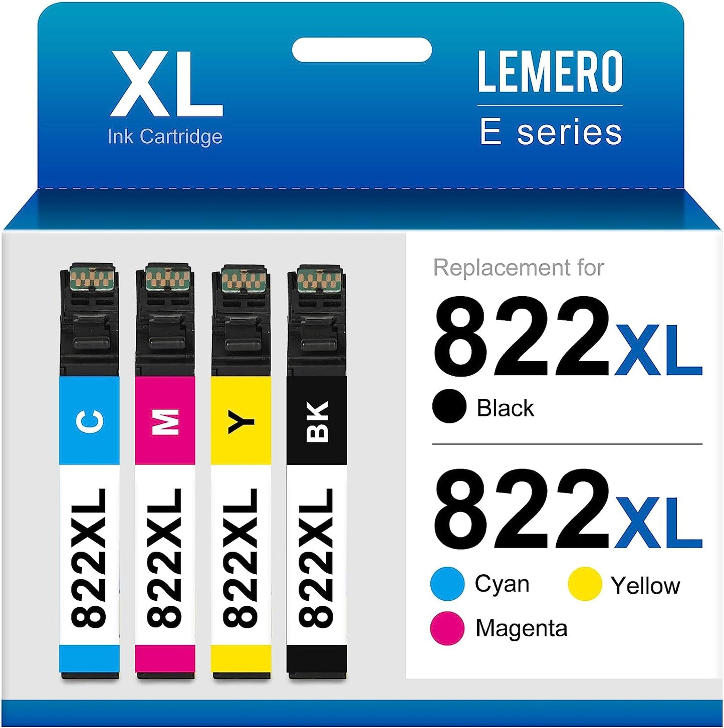 Remanufactured Epson 822XL Ink Cartridge (Black Cyan Magenta Yellow) 4-Pack Combo