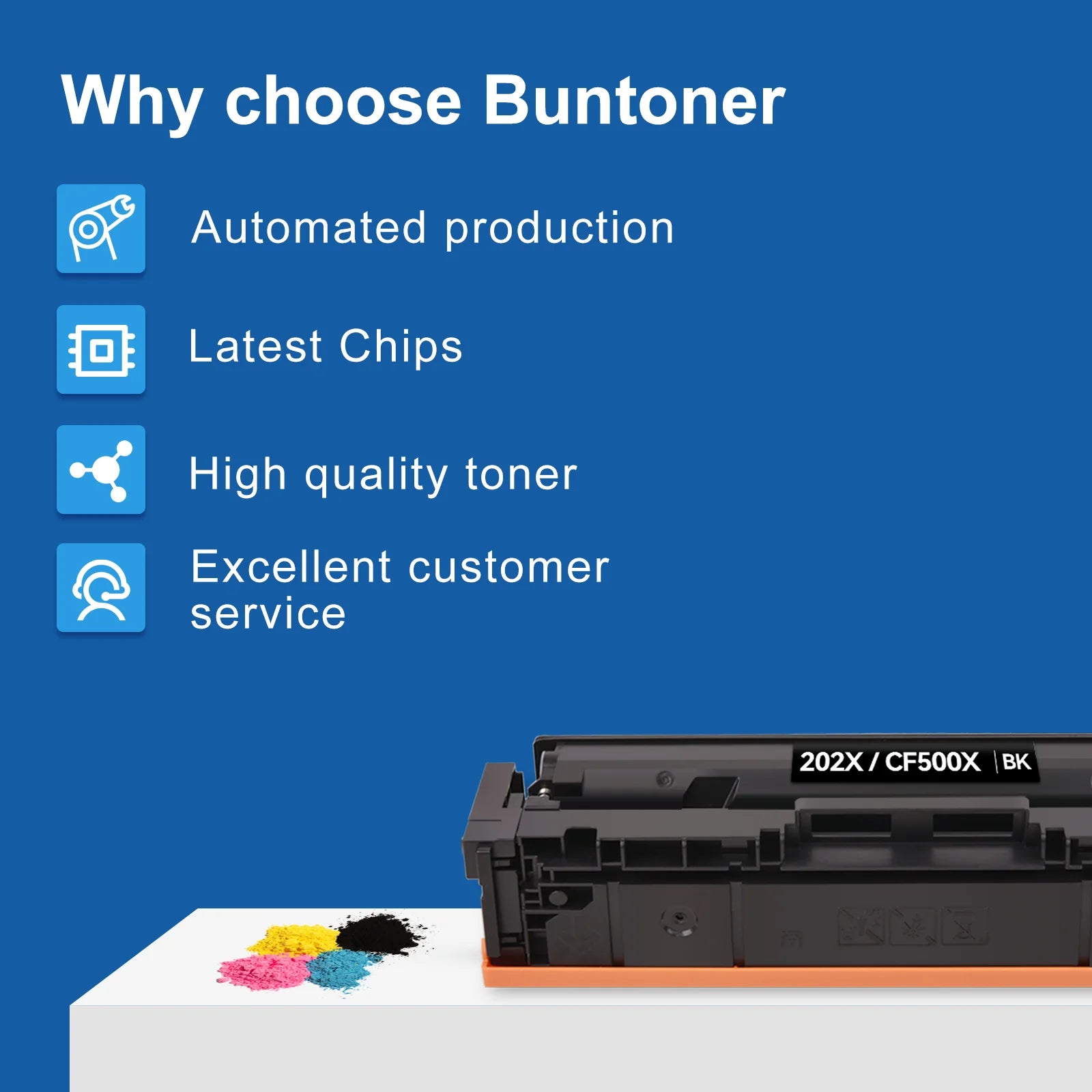 202X Toner Cartridge Compatible for HP （4Pack：Black, Cyan, Magenta, Yellow)