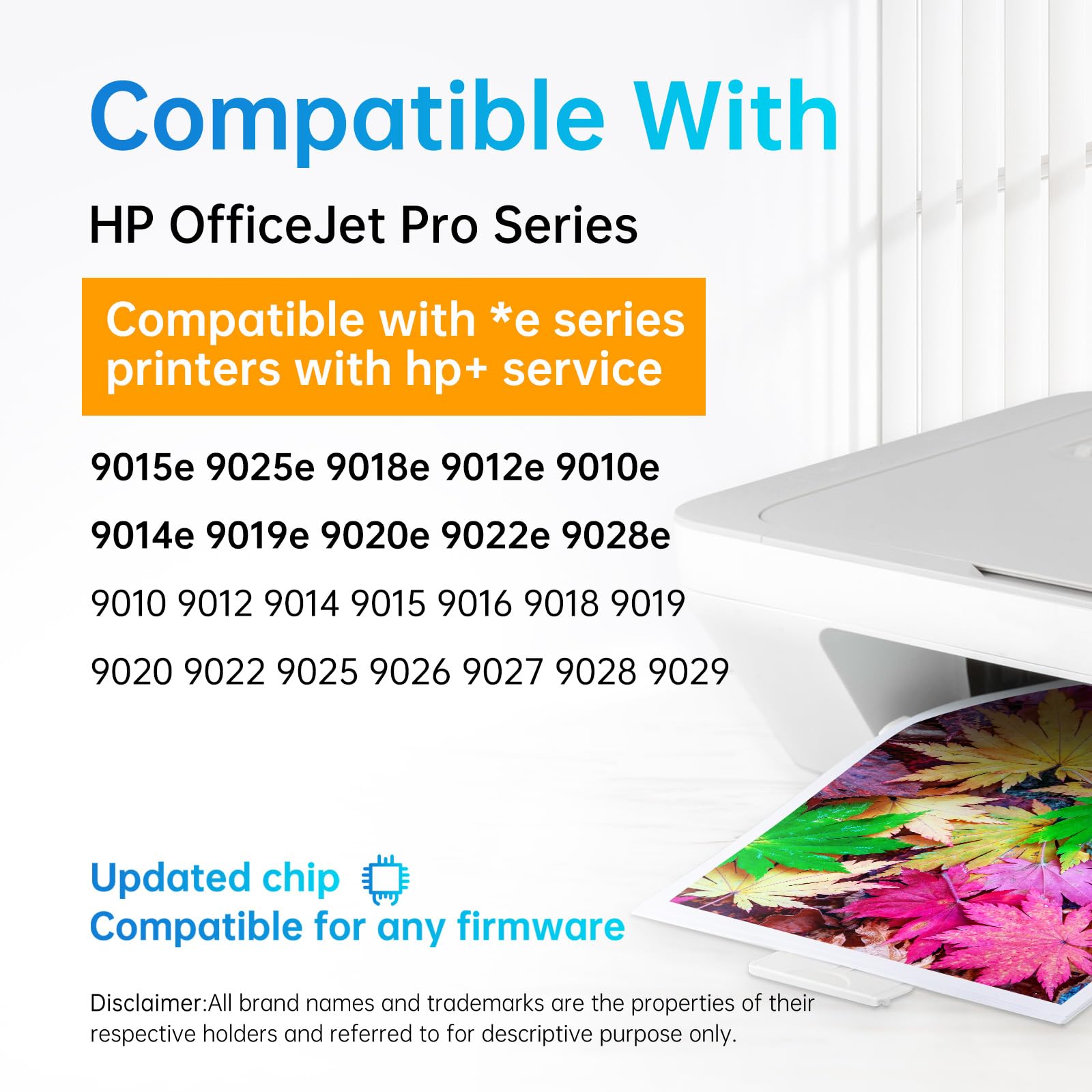 LEMERO ink cartridges showing compatibility with HP OfficeJet Pro Series printers, listing various printer models.