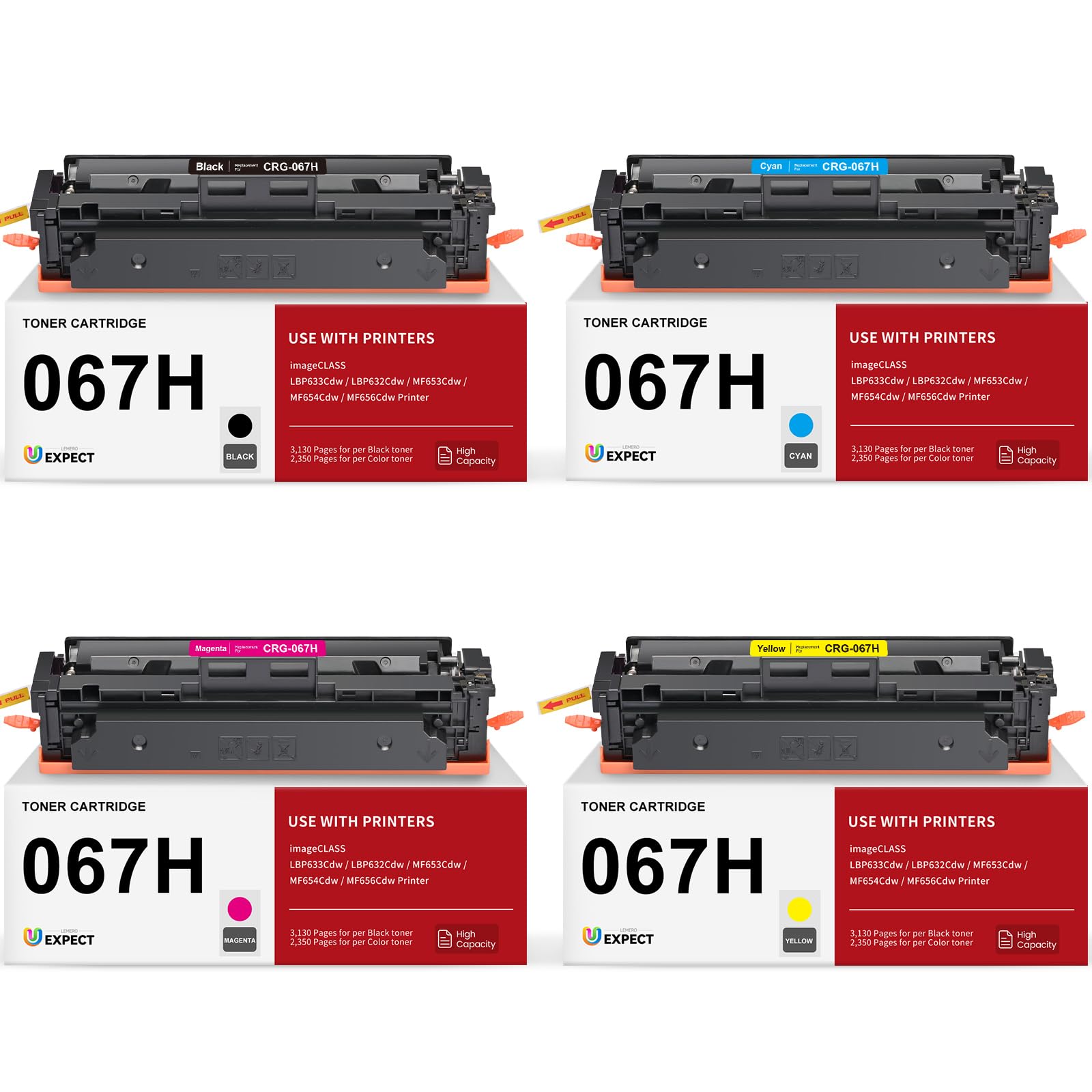 067H Compatible Toner Cartridges 4-Pack With Chip