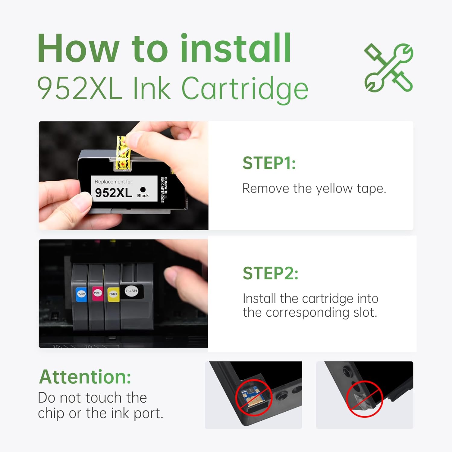 Replacement For HP 952XL Black Ink Cartridges 2 BK