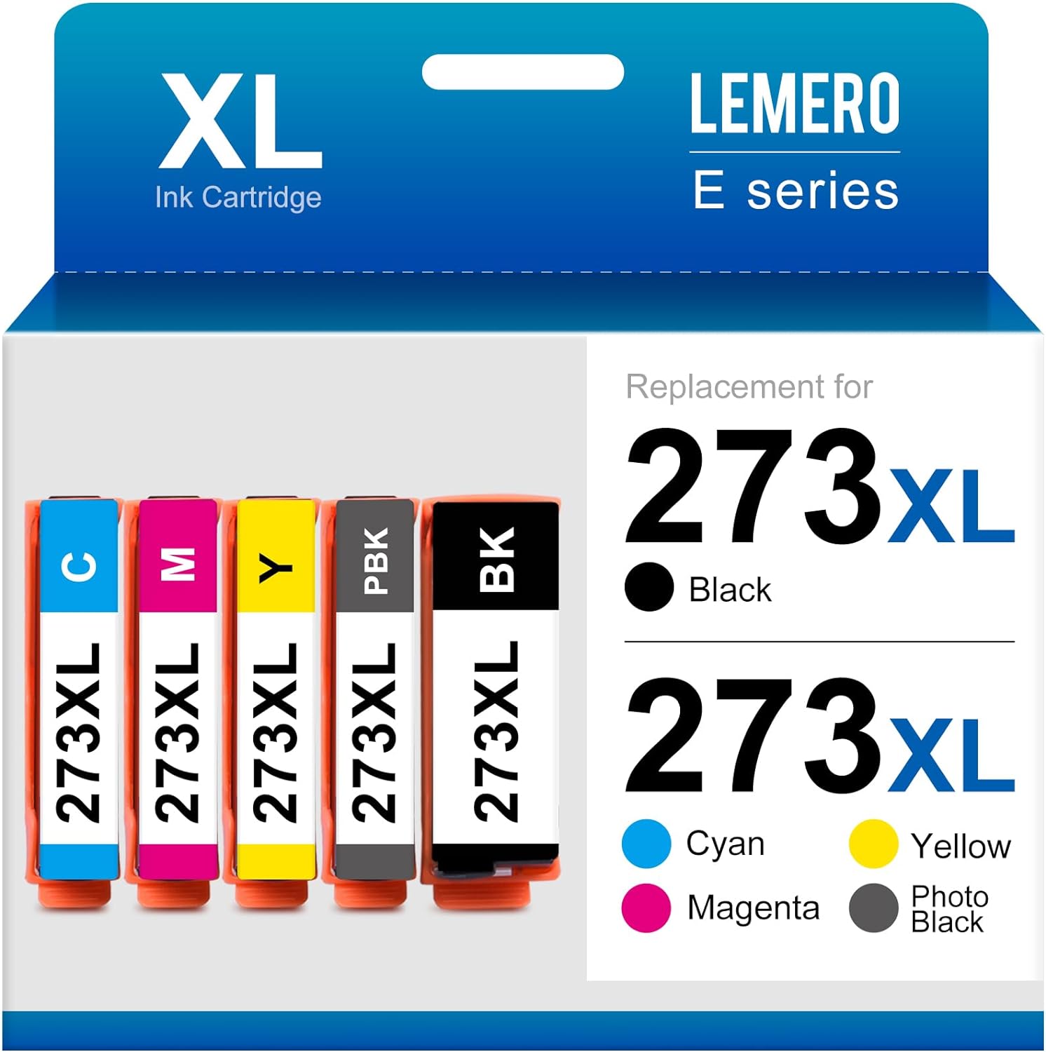 Remanufactured Epson 273XL Ink Cartridges (1 Black, 1 Photo Black, 1 Cyan, 1 Magenta, 1 Yellow, 5 Pack)