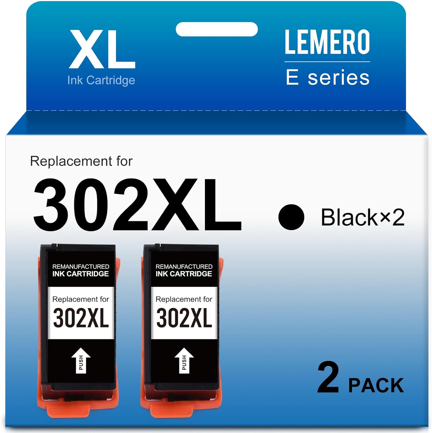 Epson 302XL Black 2 Pack LEMERO Remanufactured Ink Cartridge