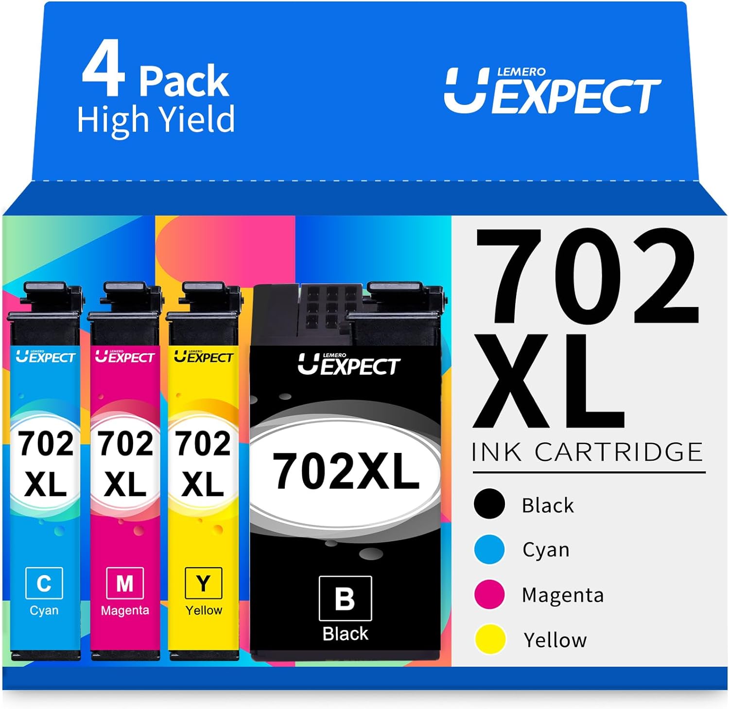 Replacement for Epson 702XL Combo Black/Cyan/Magenta/Yellow 4P