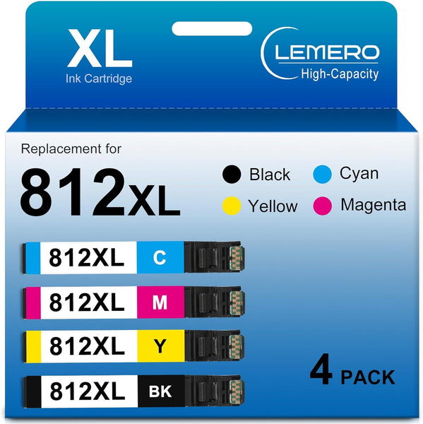 Lemero 812XL Ink Cartridges for Epson WF-7840 WF-7820 WF-7310 | 4-Pack