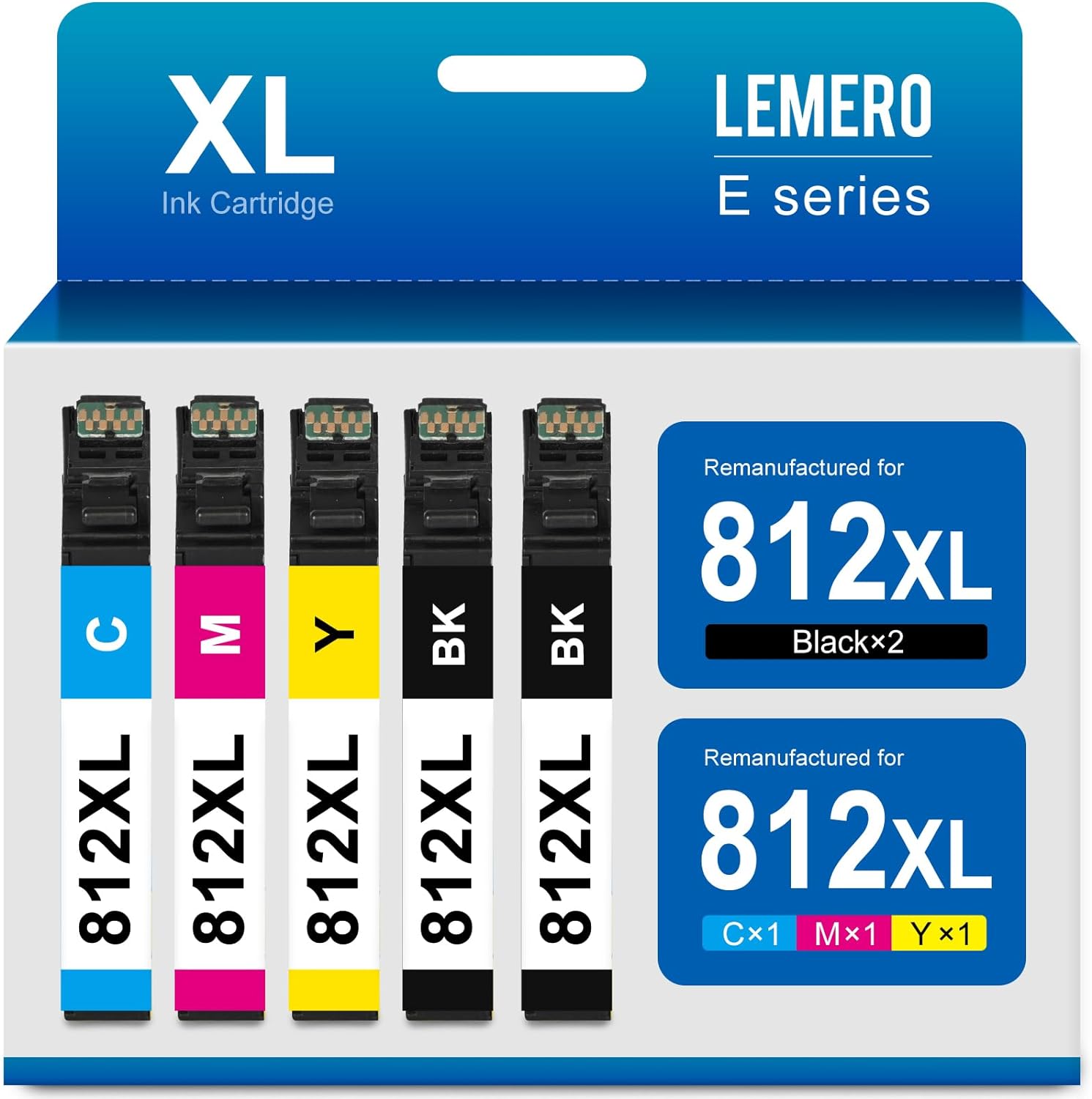 Epson 812XL Ink Cartridge Combo Pack (5 Pack, 2 Black, 1 Cyan 1 Yellow 1 Magenta)