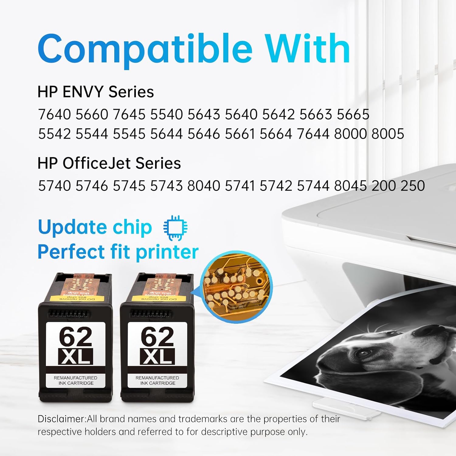 HP 62XL Ink Compatible Printers 2 Pack