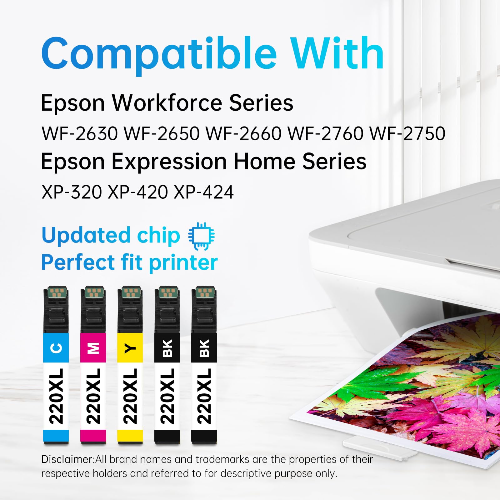 LEMERO 220XL Ink Cartridge Replacement Pack Compatible with Epson Workforce and Expression Series, Featuring Updated Chip Technology for Smooth Printing.Pack of LEMERO 220XL High-Capacity Ink Cartridges, Compatible with Epson WF-2630, WF-2650, WF-2660, WF-2760, WF-2750, XP-320, XP-420, XP-424 Printers.