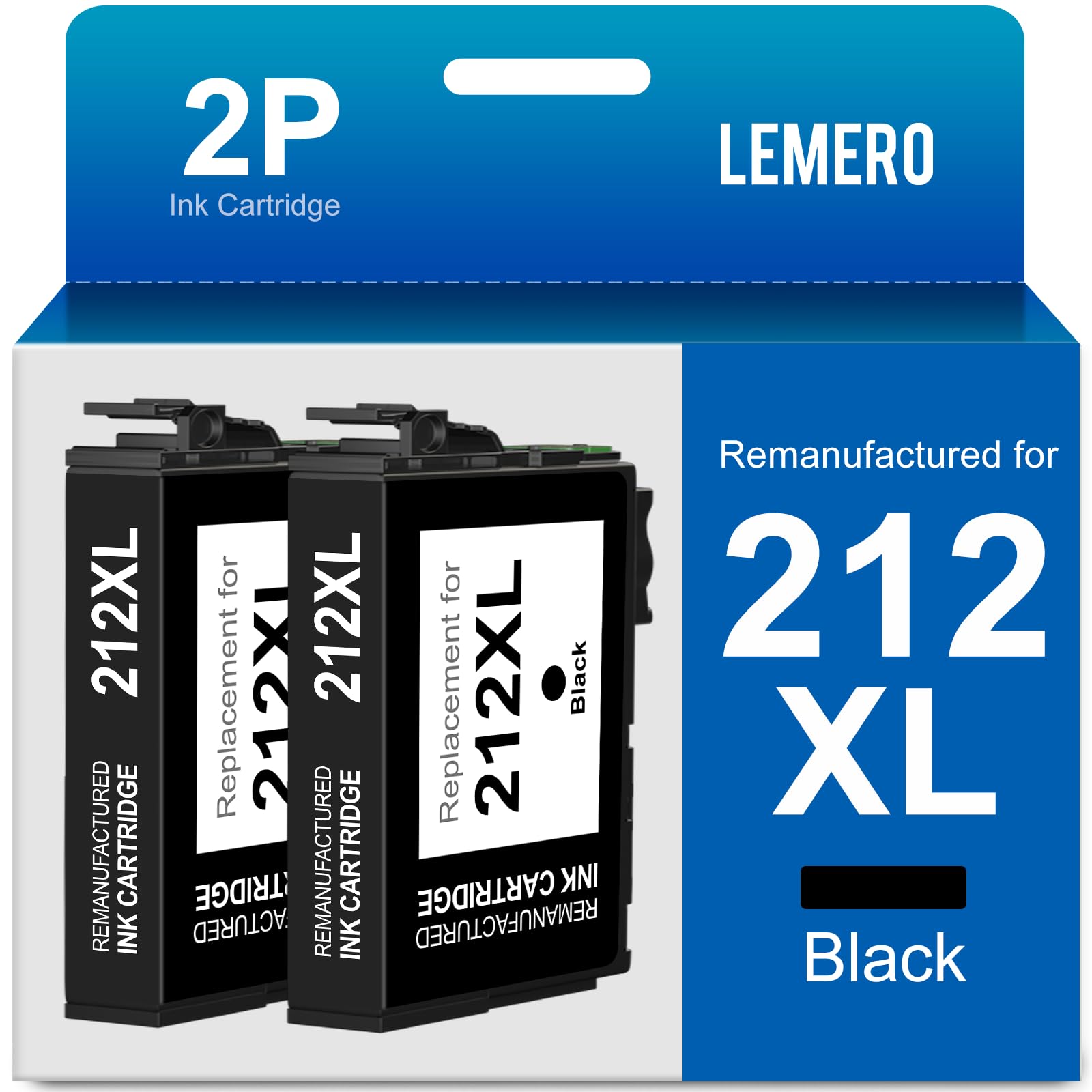LEMERO Remanufactured Epson 212XL Ink Black 2 Pack