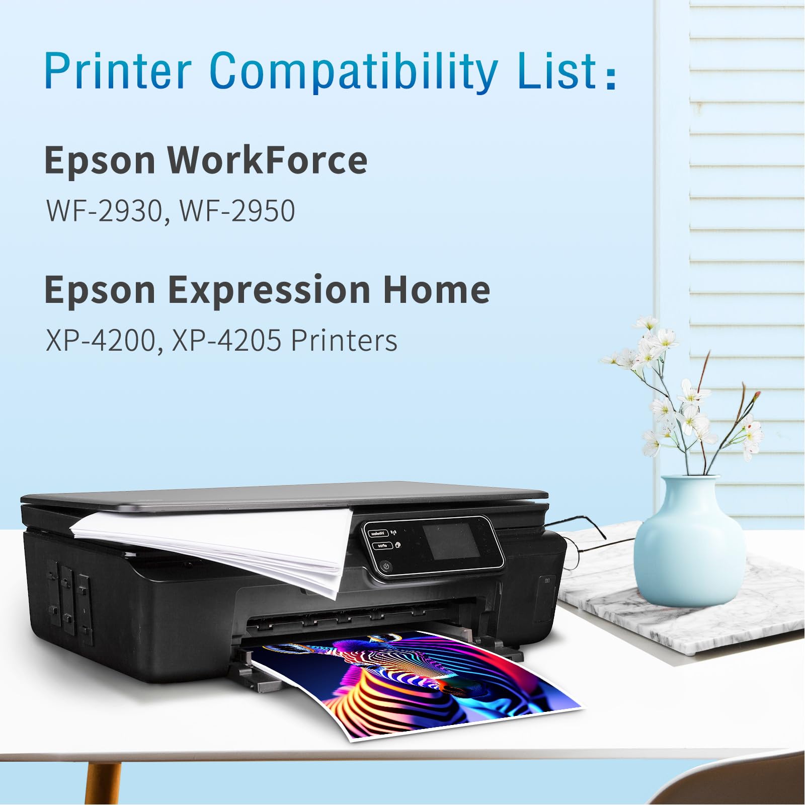 Printer Compatibility List: Epson WorkForce models WF-2930, WF-2950, and Epson Expression Home XP-4200, XP-4205 printers.