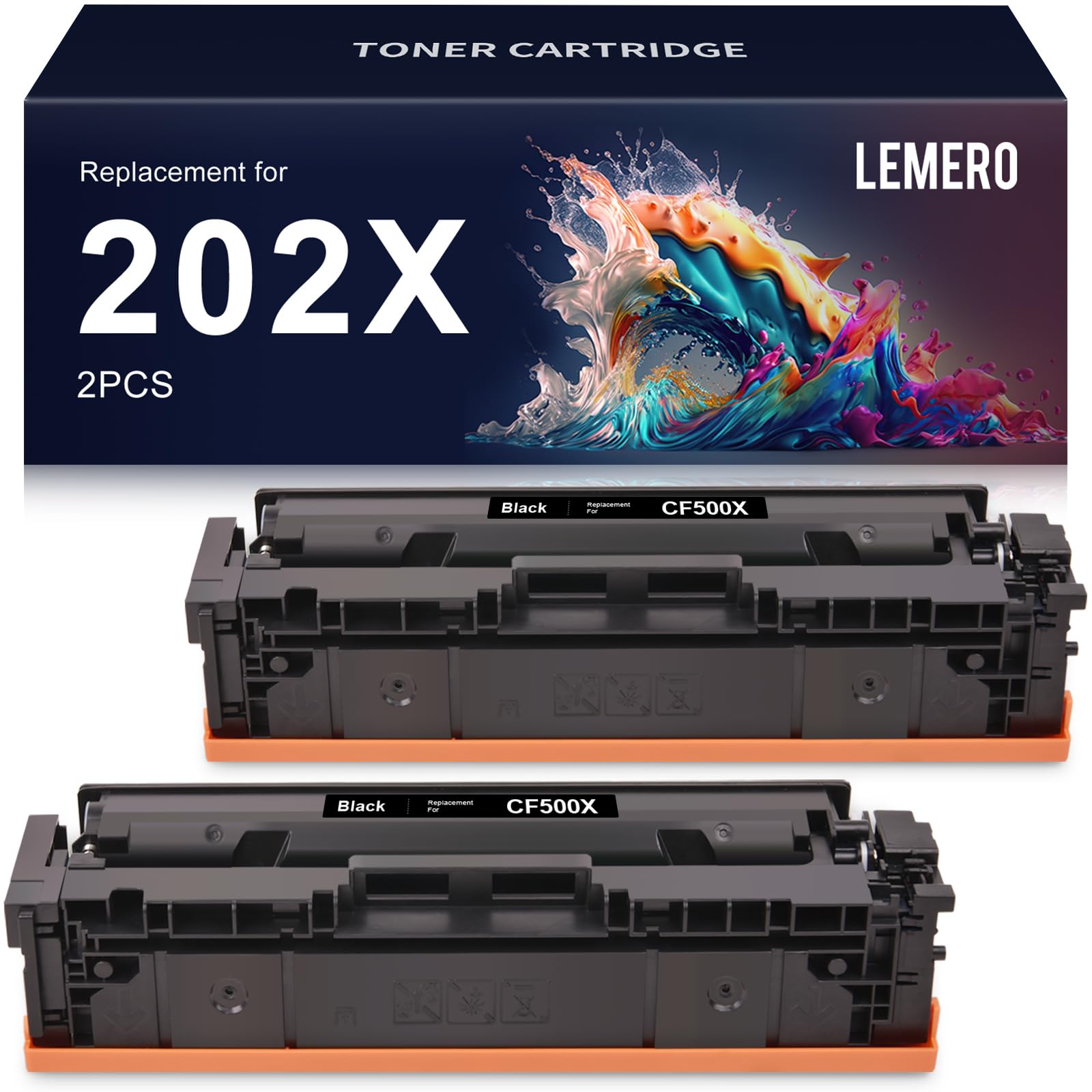 Compatible HP 202X Black Toner Cartridge (CF500X, 2-Pack)