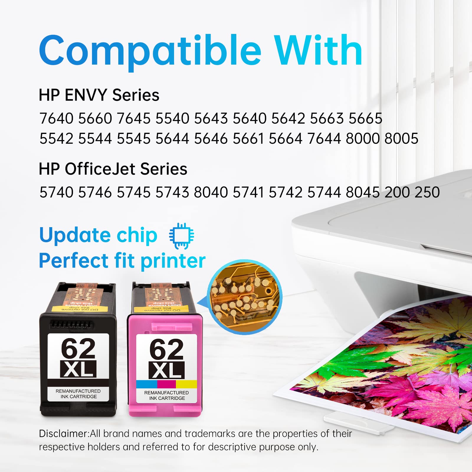 HP 62XL Ink Cartridge Combo Pack Tricolor, Black LEMERO, 51 OFF