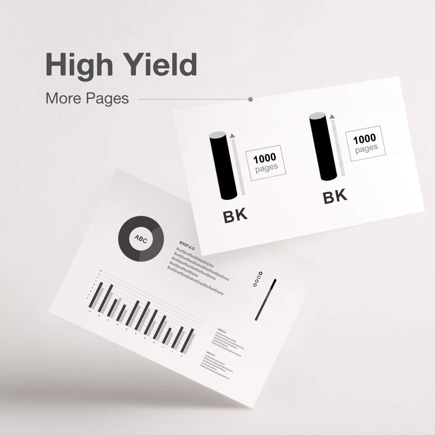 High Yield Toner Cartridge: Graphic illustration of HP 79A toner cartridge yield showing 1000 pages per cartridge.