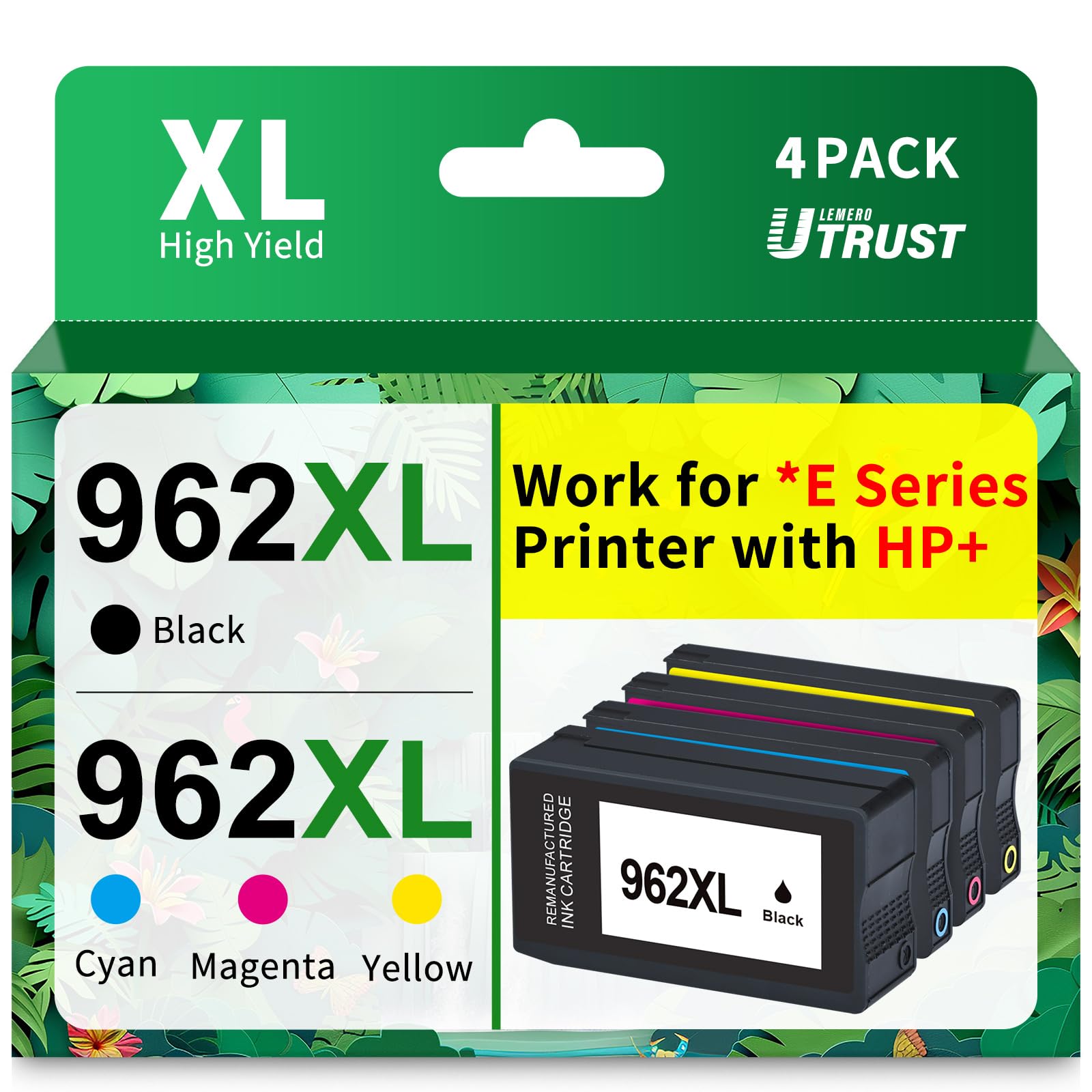 LEMERO UTRUST HP 962XL (Firmware Safe) Compatible Ink Cartridge Combo Pack (4 Pack,Black,Cyan,Magenta,Yellow)