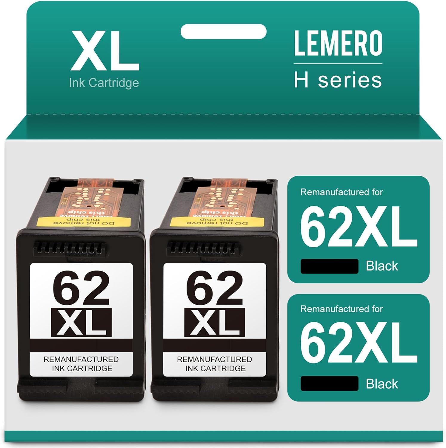 LEMERO HP 62XL Ink Compatible 2 Pack