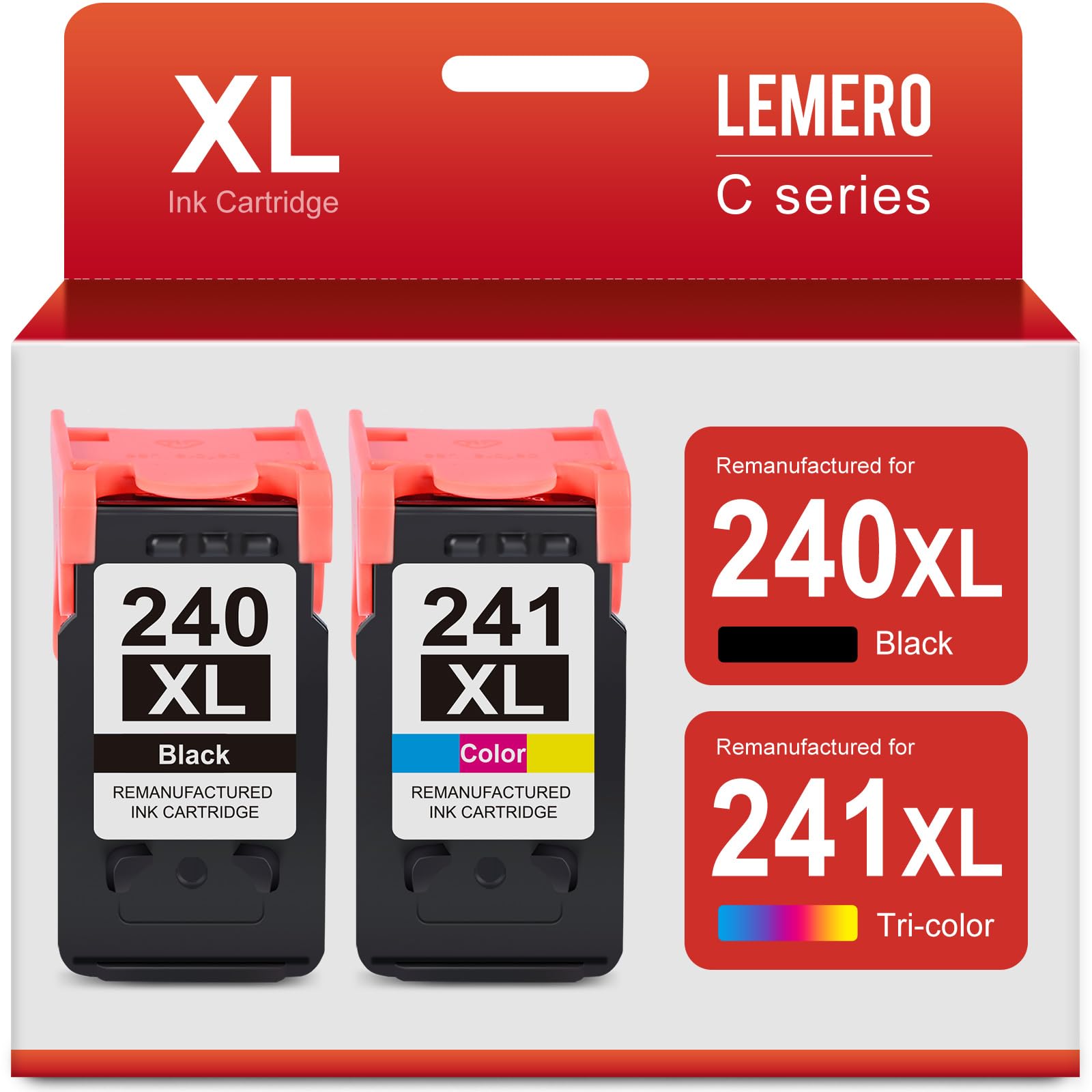 LEMERO XL ink cartridge pack for 240XL black and 241XL tri-color