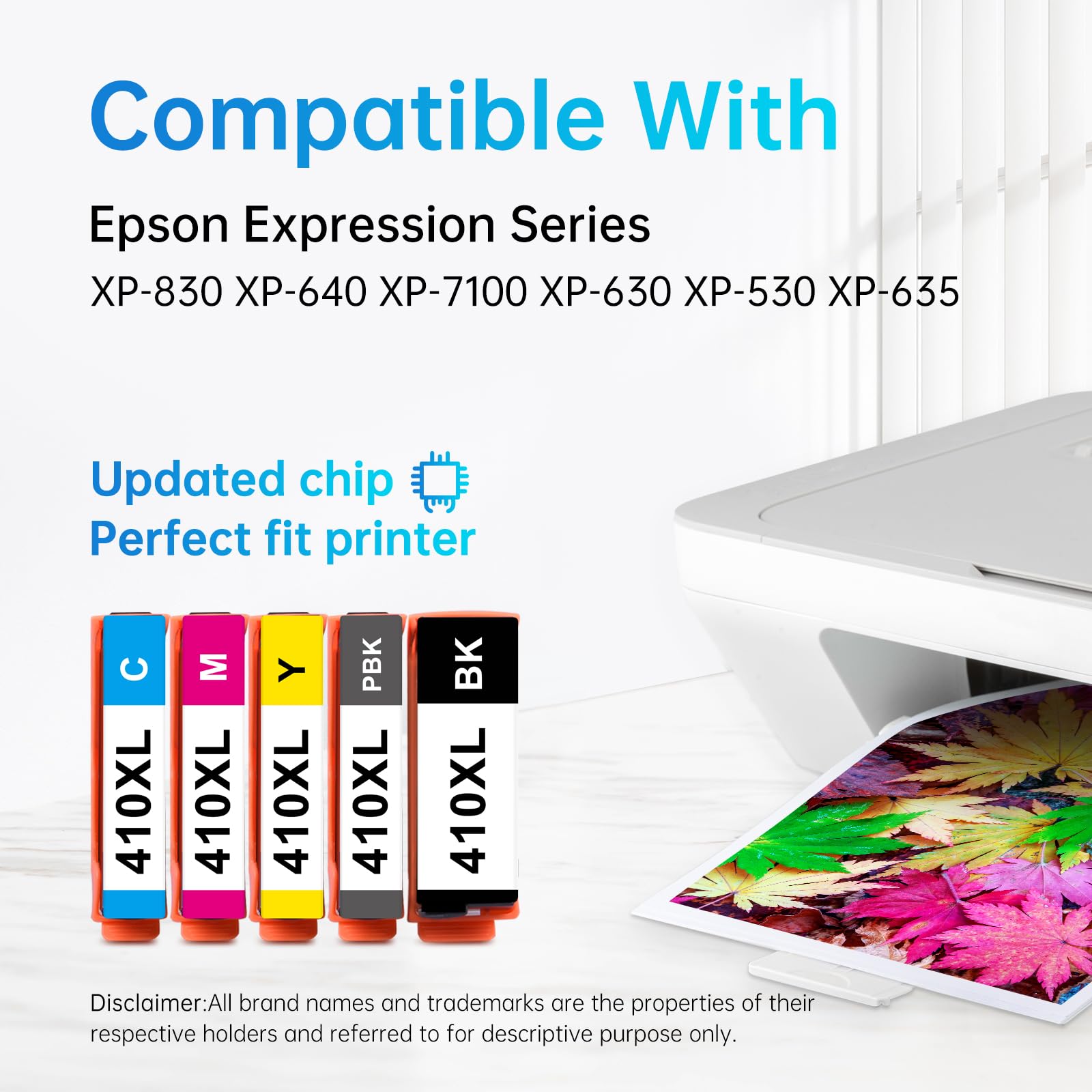 LEMERO 410XL ink cartridges compatible with Epson Expression Series printers like XP-830, XP-640, XP-7100, and more